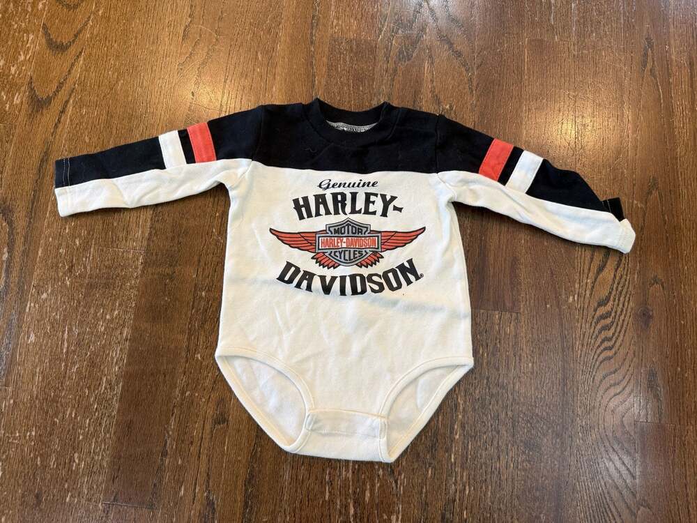 Harley-Davidson Genuine Infant Baby Bodysuit Creeper Black White 12M